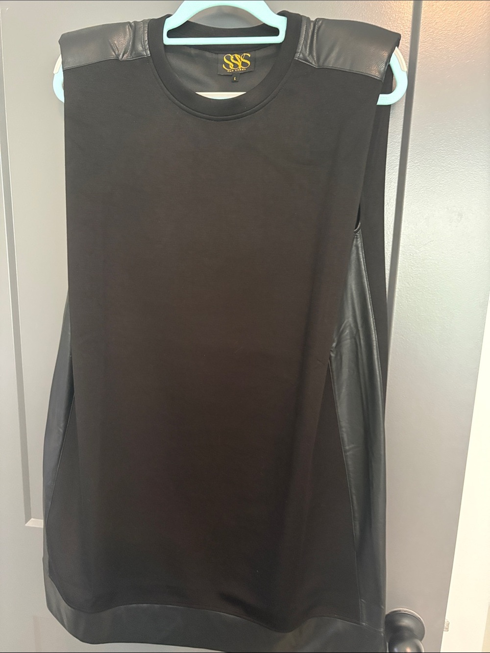 SSYS leather trim short black dress